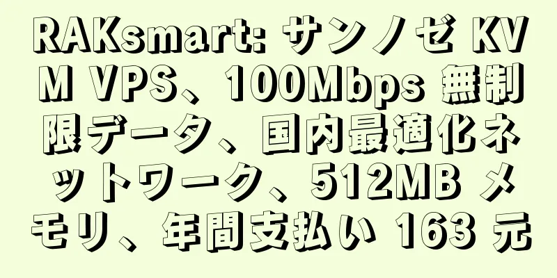 RAKsmart: サンノゼ KVM VPS、100Mbps 無制限データ、国内最適化ネットワーク、512MB メモリ、年間支払い 163 元