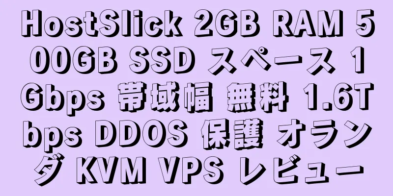 HostSlick 2GB RAM 500GB SSD スペース 1Gbps 帯域幅 無料 1.6Tbps DDOS 保護 オランダ KVM VPS レビュー