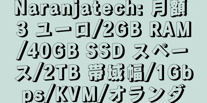 Naranjatech: 月額 3 ユーロ/2GB RAM/40GB SSD スペース/2TB 帯域幅/1Gbps/KVM/オランダ