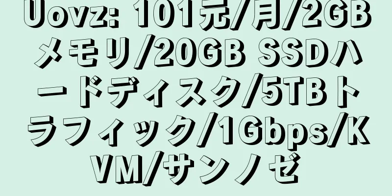 Uovz: 101元/月/2GBメモリ/20GB SSDハードディスク/5TBトラフィック/1Gbps/KVM/サンノゼ