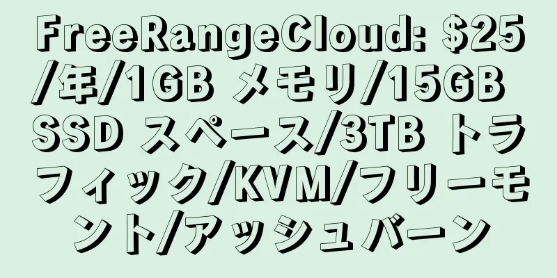 FreeRangeCloud: $25/年/1GB メモリ/15GB SSD スペース/3TB トラフィック/KVM/フリーモント/アッシュバーン