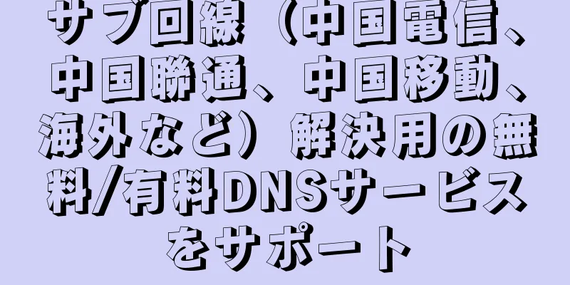 サブ回線（中国電信、中国聯通、中国移動、海外など）解決用の無料/有料DNSサービスをサポート