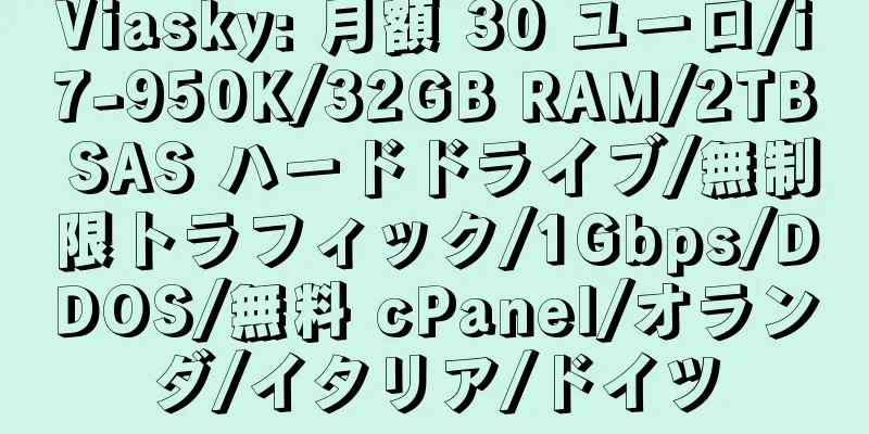 Viasky: 月額 30 ユーロ/i7-950K/32GB RAM/2TB SAS ハードドライブ/無制限トラフィック/1Gbps/DDOS/無料 cPanel/オランダ/イタリア/ドイツ