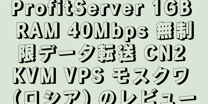 ProfitServer 1GB RAM 40Mbps 無制限データ転送 CN2 KVM VPS モスクワ (ロシア) のレビュー