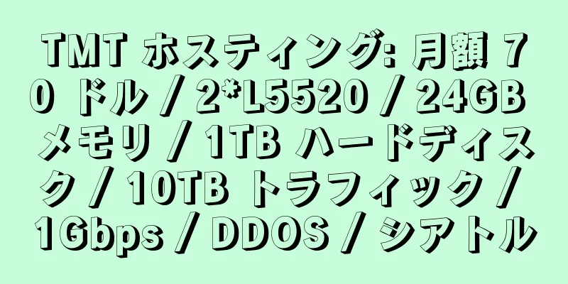 TMT ホスティング: 月額 70 ドル / 2*L5520 / 24GB メモリ / 1TB ハードディスク / 10TB トラフィック / 1Gbps / DDOS / シアトル