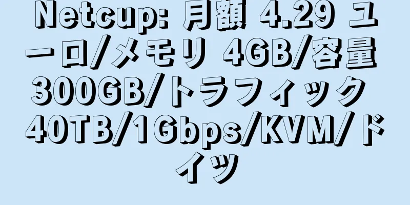 Netcup: 月額 4.29 ユーロ/メモリ 4GB/容量 300GB/トラフィック 40TB/1Gbps/KVM/ドイツ