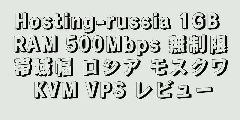 Hosting-russia 1GB RAM 500Mbps 無制限帯域幅 ロシア モスクワ KVM VPS レビュー