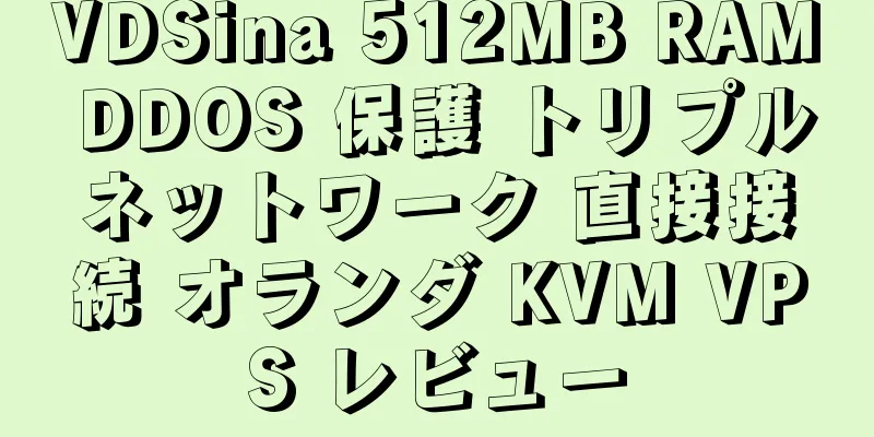 VDSina 512MB RAM DDOS 保護 トリプルネットワーク 直接接続 オランダ KVM VPS レビュー