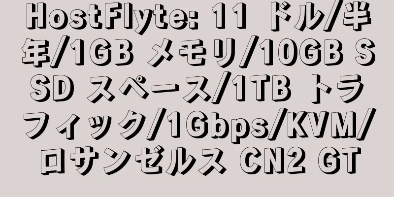 HostFlyte: 11 ドル/半年/1GB メモリ/10GB SSD スペース/1TB トラフィック/1Gbps/KVM/ロサンゼルス CN2 GT