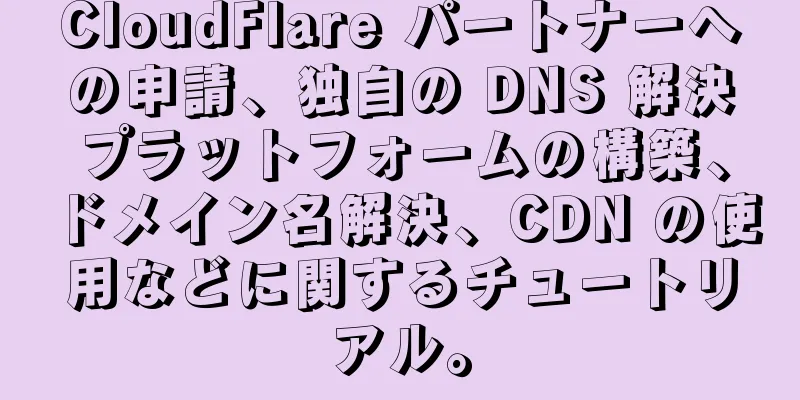 CloudFlare パートナーへの申請、独自の DNS 解決プラットフォームの構築、ドメイン名解決、CDN の使用などに関するチュートリアル。