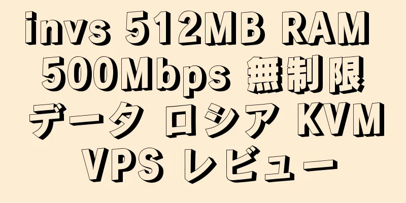 invs 512MB RAM 500Mbps 無制限データ ロシア KVM VPS レビュー