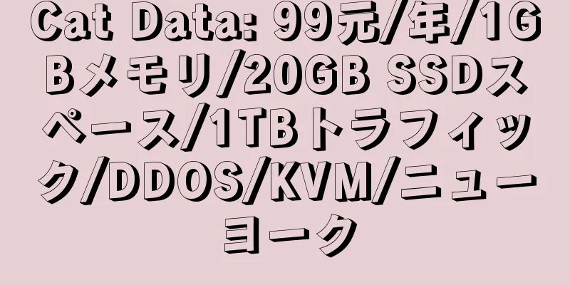 Cat Data: 99元/年/1GBメモリ/20GB SSDスペース/1TBトラフィック/DDOS/KVM/ニューヨーク