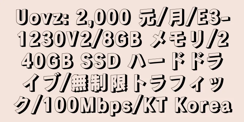 Uovz: 2,000 元/月/E3-1230V2/8GB メモリ/240GB SSD ハードドライブ/無制限トラフィック/100Mbps/KT Korea