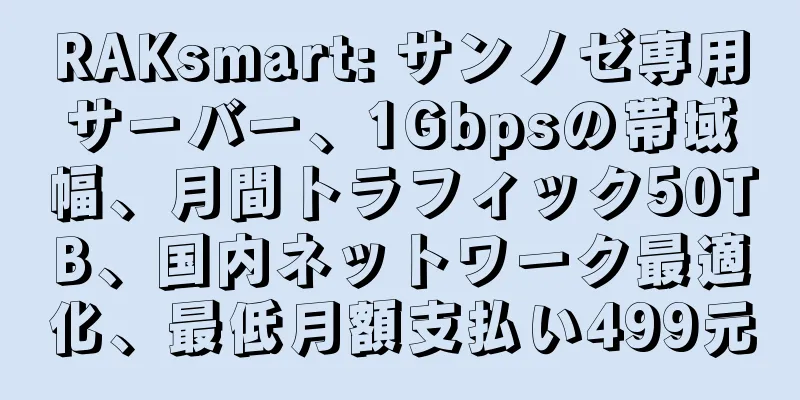 RAKsmart: サンノゼ専用サーバー、1Gbpsの帯域幅、月間トラフィック50TB、国内ネットワーク最適化、最低月額支払い499元