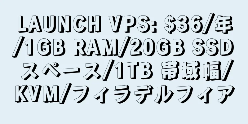 LAUNCH VPS: $36/年/1GB RAM/20GB SSD スペース/1TB 帯域幅/KVM/フィラデルフィア