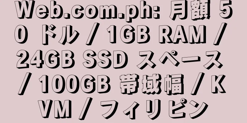 Web.com.ph: 月額 50 ドル / 1GB RAM / 24GB SSD スペース / 100GB 帯域幅 / KVM / フィリピン