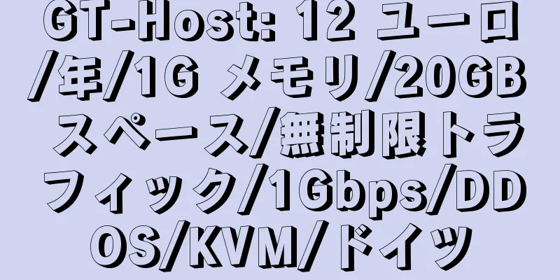 GT-Host: 12 ユーロ/年/1G メモリ/20GB スペース/無制限トラフィック/1Gbps/DDOS/KVM/ドイツ