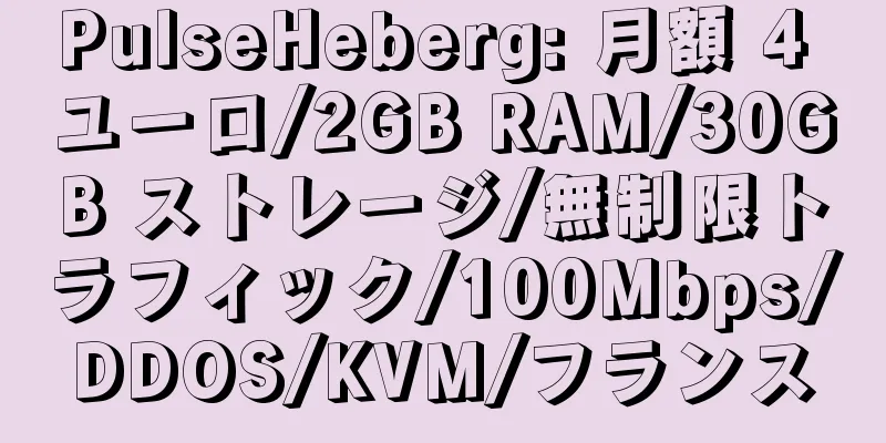 PulseHeberg: 月額 4 ユーロ/2GB RAM/30GB ストレージ/無制限トラフィック/100Mbps/DDOS/KVM/フランス