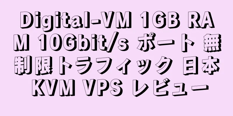 Digital-VM 1GB RAM 10Gbit/s ポート 無制限トラフィック 日本 KVM VPS レビュー