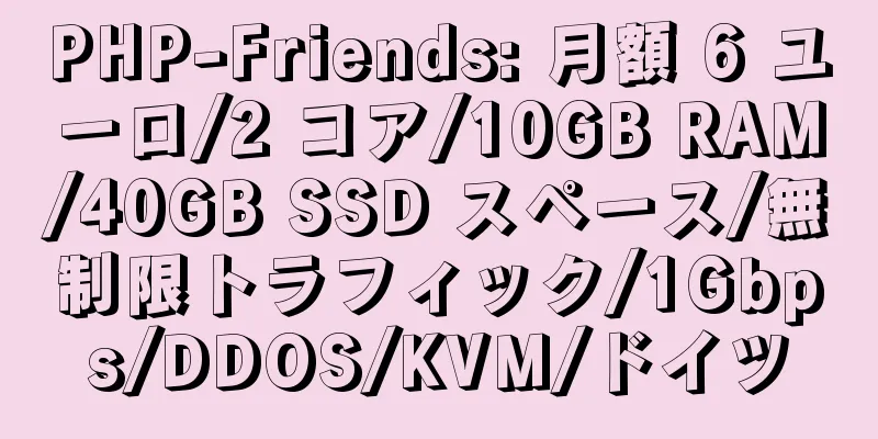 PHP-Friends: 月額 6 ユーロ/2 コア/10GB RAM/40GB SSD スペース/無制限トラフィック/1Gbps/DDOS/KVM/ドイツ