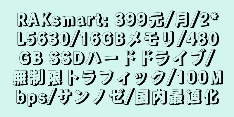 RAKsmart: 399元/月/2*L5630/16GBメモリ/480GB SSDハードドライブ/無制限トラフィック/100Mbps/サンノゼ/国内最適化