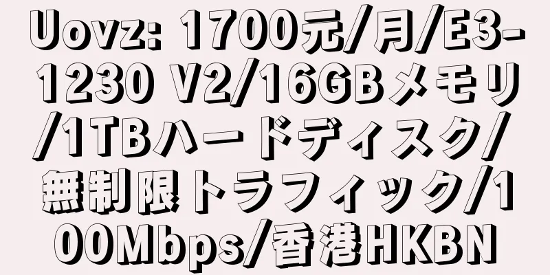 Uovz: 1700元/月/E3-1230 V2/16GBメモリ/1TBハードディスク/無制限トラフィック/100Mbps/香港HKBN