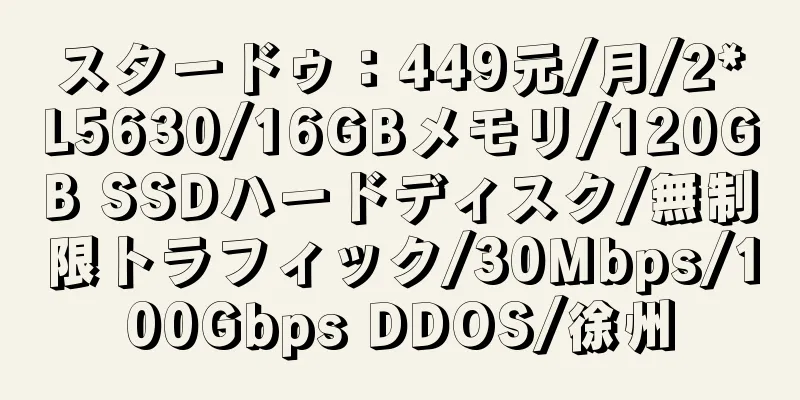 スタードゥ：449元/月/2*L5630/16GBメモリ/120GB SSDハードディスク/無制限トラフィック/30Mbps/100Gbps DDOS/徐州