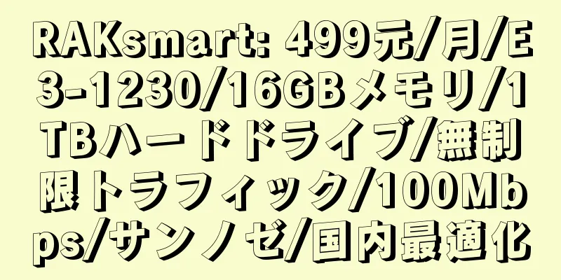 RAKsmart: 499元/月/E3-1230/16GBメモリ/1TBハードドライブ/無制限トラフィック/100Mbps/サンノゼ/国内最適化