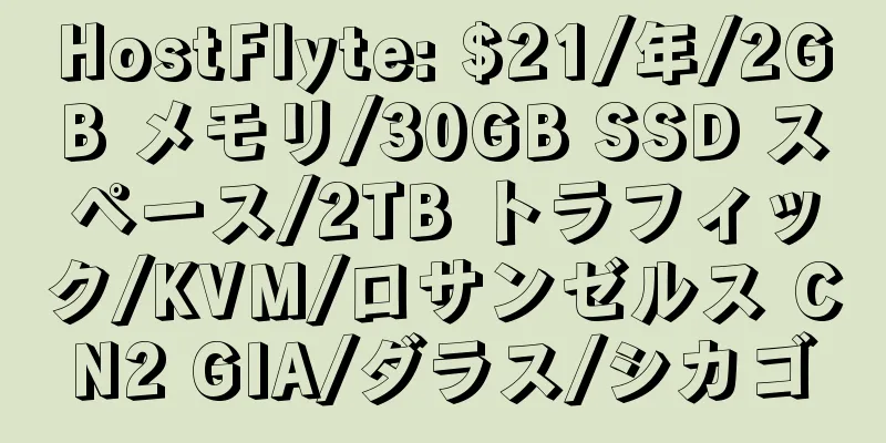 HostFlyte: $21/年/2GB メモリ/30GB SSD スペース/2TB トラフィック/KVM/ロサンゼルス CN2 GIA/ダラス/シカゴ