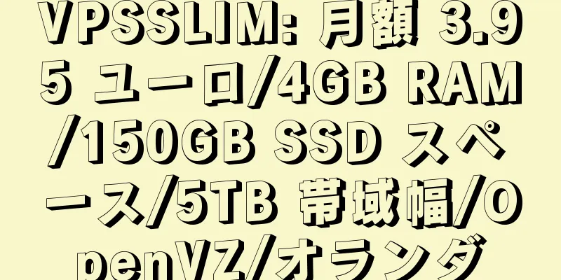 VPSSLIM: 月額 3.95 ユーロ/4GB RAM/150GB SSD スペース/5TB 帯域幅/OpenVZ/オランダ