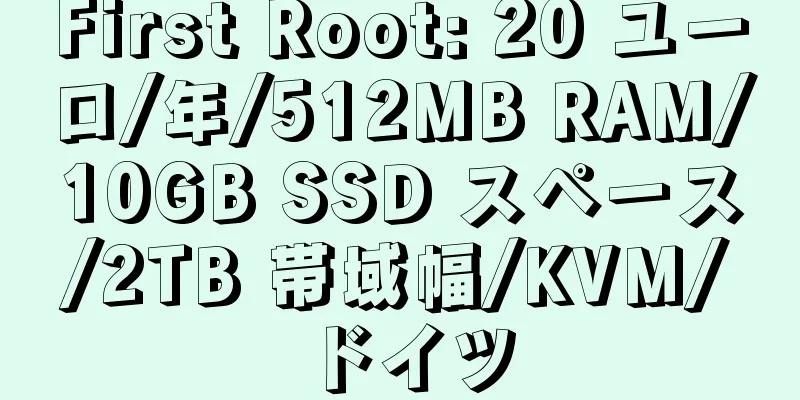 First Root: 20 ユーロ/年/512MB RAM/10GB SSD スペース/2TB 帯域幅/KVM/ドイツ