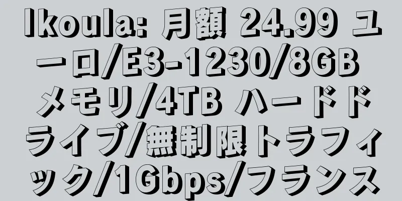 Ikoula: 月額 24.99 ユーロ/E3-1230/8GB メモリ/4TB ハードドライブ/無制限トラフィック/1Gbps/フランス