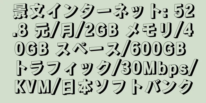 景文インターネット: 52.8 元/月/2GB メモリ/40GB スペース/600GB トラフィック/30Mbps/KVM/日本ソフトバンク