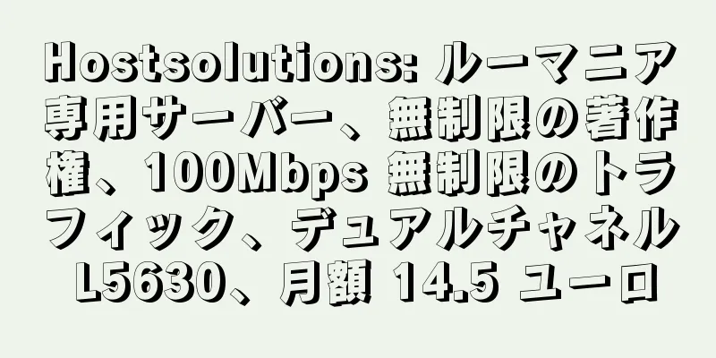 Hostsolutions: ルーマニア専用サーバー、無制限の著作権、100Mbps 無制限のトラフィック、デュアルチャネル L5630、月額 14.5 ユーロ