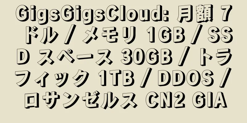 GigsGigsCloud: 月額 7 ドル / メモリ 1GB / SSD スペース 30GB / トラフィック 1TB / DDOS / ロサンゼルス CN2 GIA