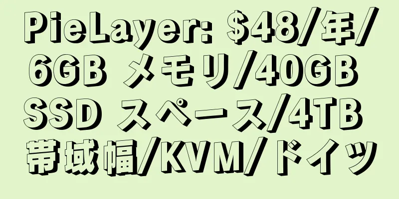 PieLayer: $48/年/6GB メモリ/40GB SSD スペース/4TB 帯域幅/KVM/ドイツ