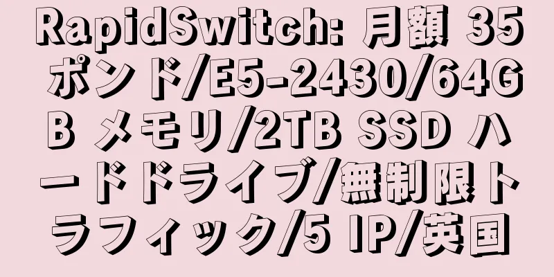 RapidSwitch: 月額 35 ポンド/E5-2430/64GB メモリ/2TB SSD ハードドライブ/無制限トラフィック/5 IP/英国