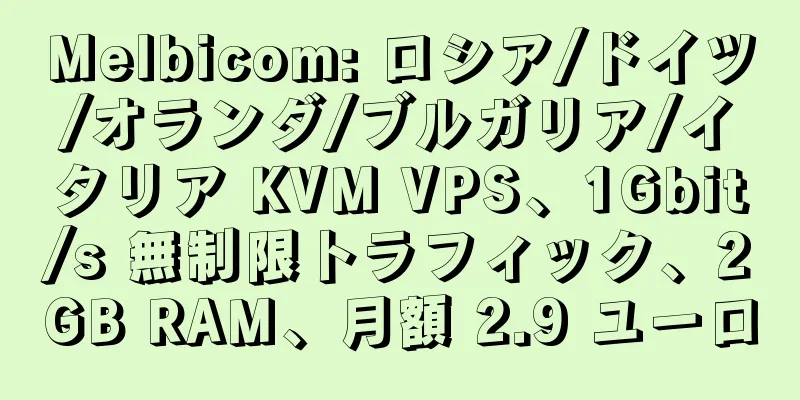 Melbicom: ロシア/ドイツ/オランダ/ブルガリア/イタリア KVM VPS、1Gbit/s 無制限トラフィック、2GB RAM、月額 2.9 ユーロ