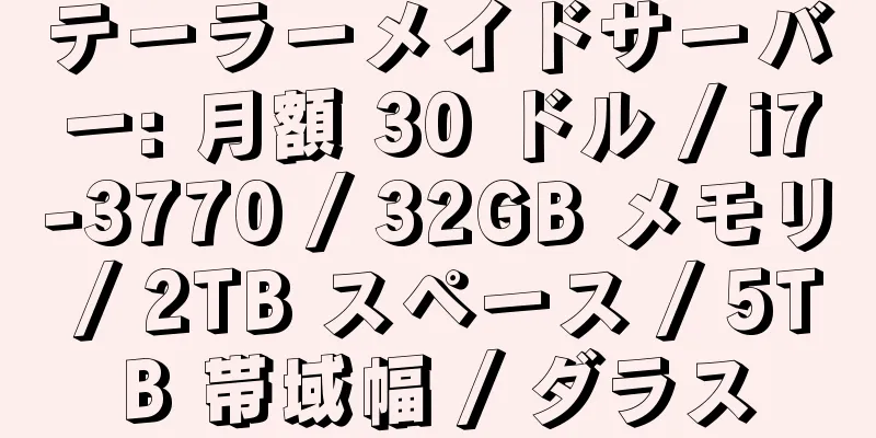 テーラーメイドサーバー: 月額 30 ドル / i7-3770 / 32GB メモリ / 2TB スペース / 5TB 帯域幅 / ダラス