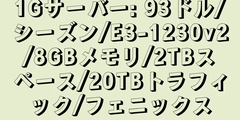 1Gサーバー: 93ドル/シーズン/E3-1230v2/8GBメモリ/2TBスペース/20TBトラフィック/フェニックス