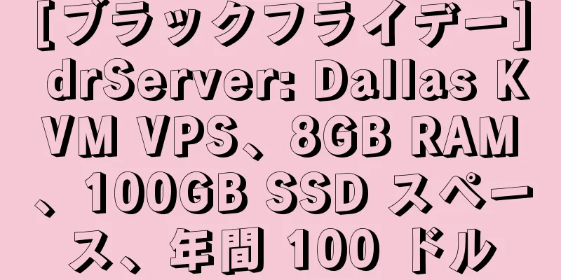 [ブラックフライデー] drServer: Dallas KVM VPS、8GB RAM、100GB SSD スペース、年間 100 ドル