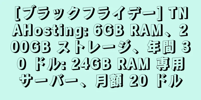 [ブラックフライデー] TNAHosting: 6GB RAM、200GB ストレージ、年間 30 ドル: 24GB RAM 専用サーバー、月額 20 ドル