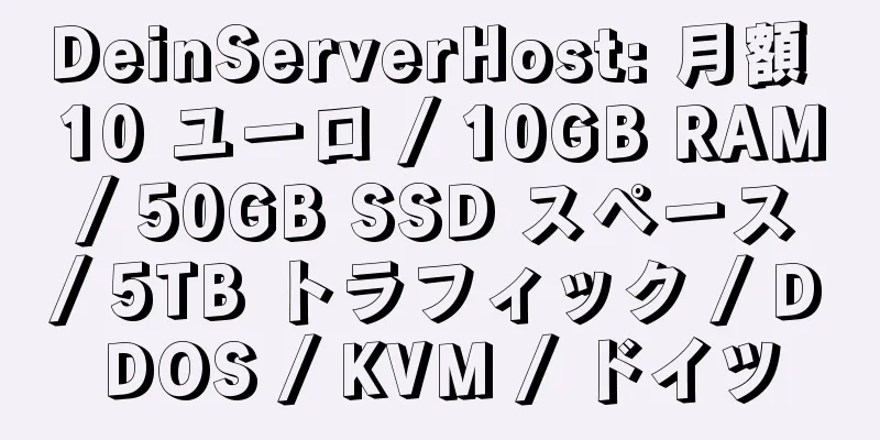 DeinServerHost: 月額 10 ユーロ / 10GB RAM / 50GB SSD スペース / 5TB トラフィック / DDOS / KVM / ドイツ