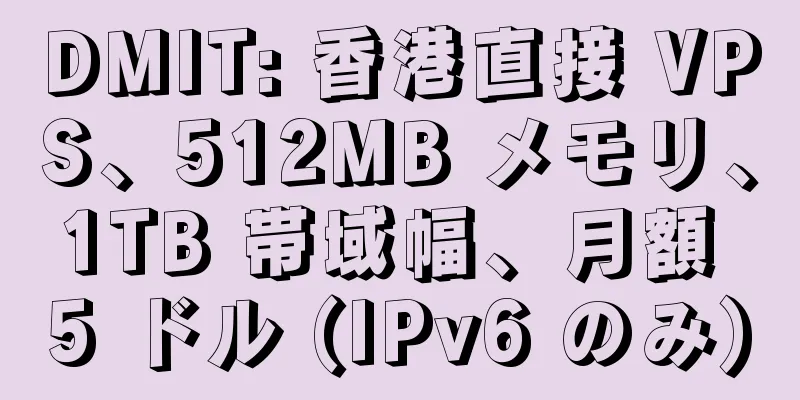 DMIT: 香港直接 VPS、512MB メモリ、1TB 帯域幅、月額 5 ドル (IPv6 のみ)