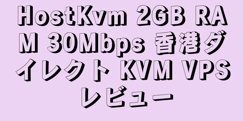 HostKvm 2GB RAM 30Mbps 香港ダイレクト KVM VPS レビュー