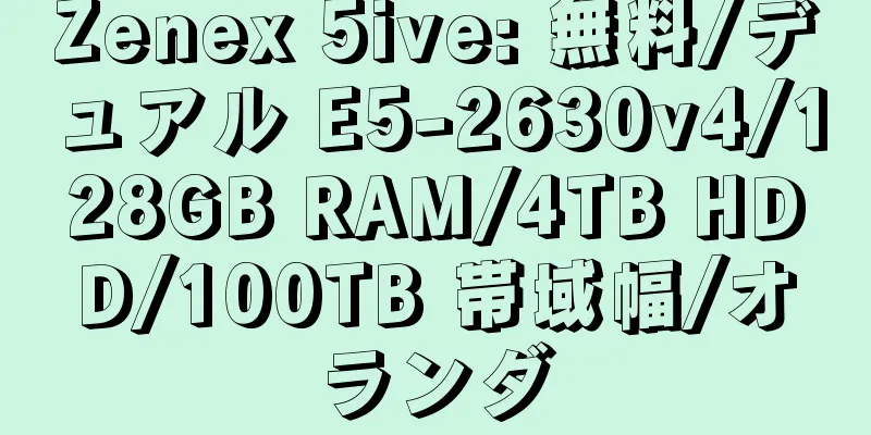 Zenex 5ive: 無料/デュアル E5-2630v4/128GB RAM/4TB HDD/100TB 帯域幅/オランダ