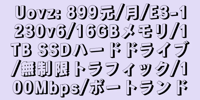 Uovz: 899元/月/E3-1230v6/16GBメモリ/1TB SSDハードドライブ/無制限トラフィック/100Mbps/ポートランド