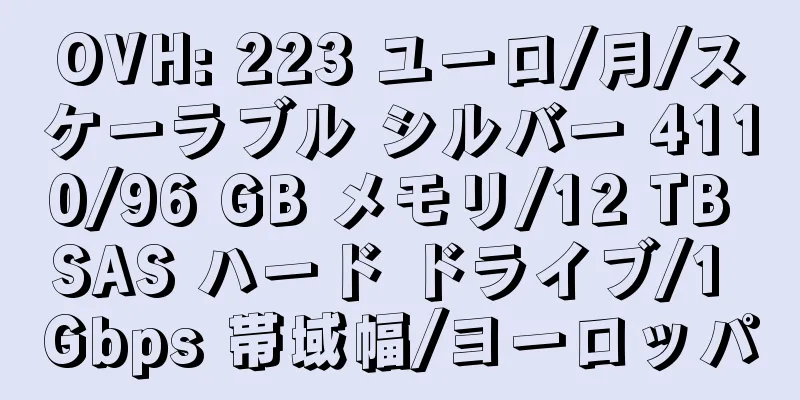 OVH: 223 ユーロ/月/スケーラブル シルバー 4110/96 GB メモリ/12 TB SAS ハード ドライブ/1 Gbps 帯域幅/ヨーロッパ