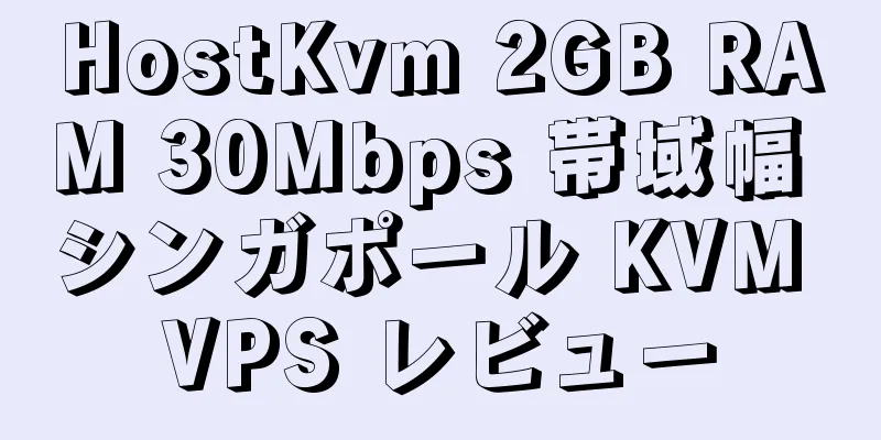 HostKvm 2GB RAM 30Mbps 帯域幅 シンガポール KVM VPS レビュー