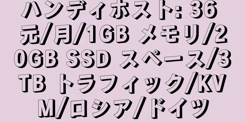 ハンディホスト: 36 元/月/1GB メモリ/20GB SSD スペース/3TB トラフィック/KVM/ロシア/ドイツ